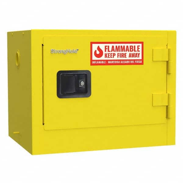 Strong Hold - Safety Cabinets Hazardous Chemical Type: Flammable and Combustible Liquids Color: Yellow - Best Tool & Supply