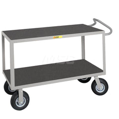 Shelf Utility Cart: 54″ OAL, 24″ OAW, 38″ OAH, Steel, Gray (2) Swivel & (2) Rigid, Replaceable Wheels, Rubber Wheels