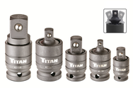 5 Piece - #16150 - 1/4; 3/8 & 1/2" Drive - Pin-Free Locking U-Joint Adapter Set - Best Tool & Supply