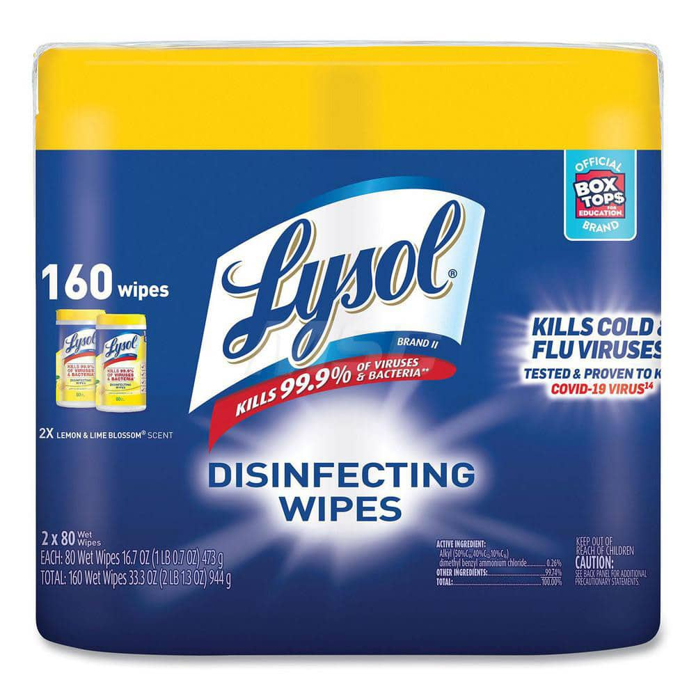 Disinfecting Wipes: Canister, 7.25 x 7″ Sheet, White