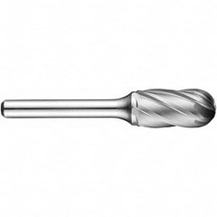 Precision Twist Drill - 3/8" Cut Diam, 1/4" Shank Diam, Carbide Aluma Cut Cylinder Ball End Burr - Best Tool & Supply