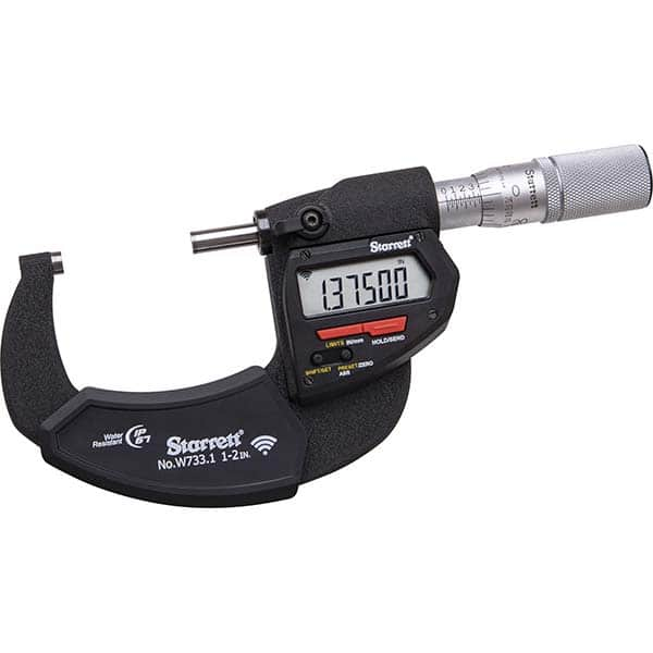 Starrett - Electronic Outside Micrometers Minimum Measurement (Decimal Inch): 1 Minimum Measurement (mm): 25 - Best Tool & Supply