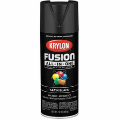 Krylon - Spray Paints; Type: Acrylic Enamel Spray Paint ; Color: Black ; Color Family: Black ; Finish: Satin ; Tack-free Dry Time (Minutes): 25 ; Application: Spray - Exact Industrial Supply