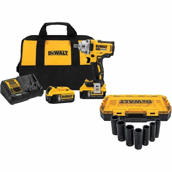 Cordless Impact Wrench: 20V, 1/2″ Drive, 0 to 3,100 BPM, 2,000 RPM 330 ft-lb, 2 20V MAX Battery Included, DCB101