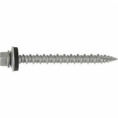 #10-16, Hex Washer Head, Hex Drive, 3″ Length Under Head, #17 Point, Self Drilling Screw Carbon Steel, Silver StalGard Finish