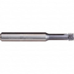 Helical Flute Thread Mill: 7/16-20, Internal, 6 Flute, 3/8″ Shank Dia, Solid Carbide 20 TPI, 0.3759″ Cut Dia, 0.956″ LOC, 4.016″ OAL, TiAlN-T46 Coated