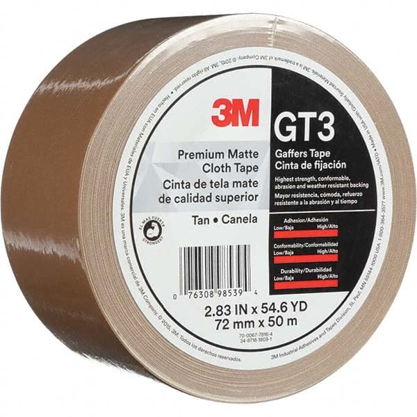 3M - 50m x 72mm x 11 mil Tan Cotton Cloth Gaffers Tape - Best Tool & Supply