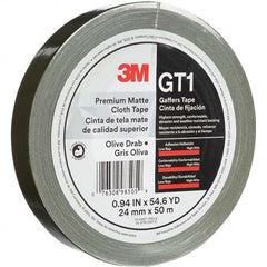 3M - 50m x 24mm x 11 mil Olive Green Cotton Cloth Gaffers Tape - Best Tool & Supply