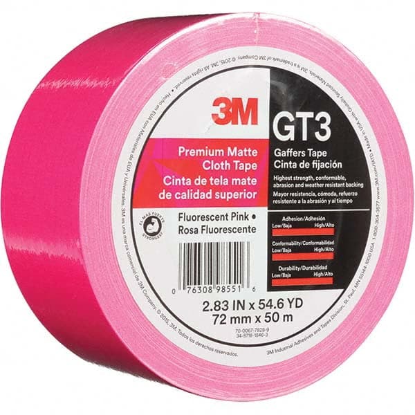 3M - 50m x 72mm x 11 mil Fluorescent Pink Cotton Cloth Gaffers Tape - Best Tool & Supply