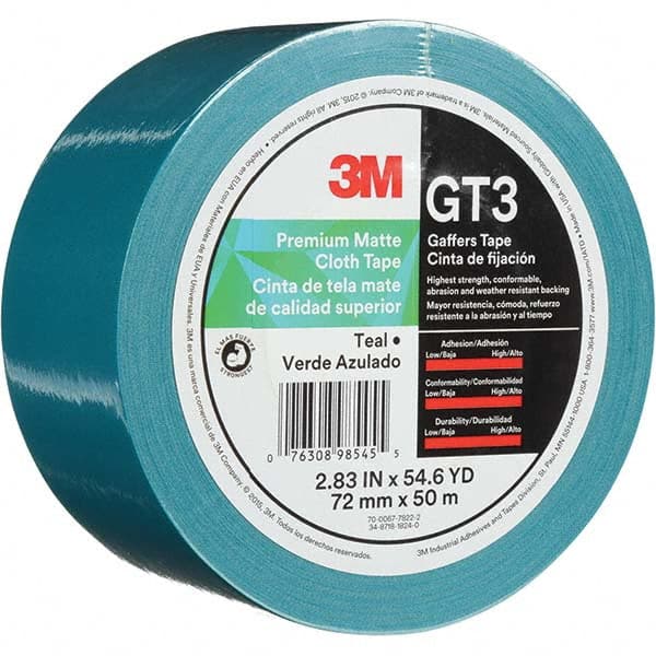 3M - 50m x 72mm x 11 mil Teal Cotton Cloth Gaffers Tape - Best Tool & Supply