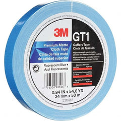 3M - 50m x 24mm x 11 mil Fluorescent Blue Cotton Cloth Gaffers Tape - Best Tool & Supply