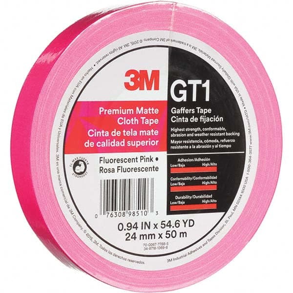 3M - 50m x 24mm x 11 mil Fluorescent Pink Cotton Cloth Gaffers Tape - Best Tool & Supply