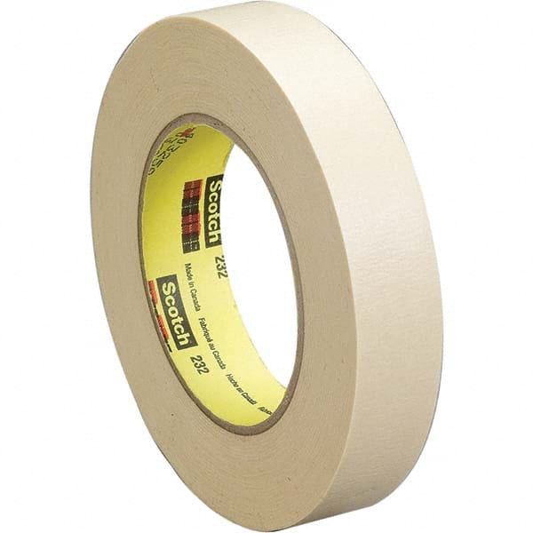 Masking Tape: 1″ Wide, 60 yd Long, 6.3 mil Thick, Tan Crepe Paper, Rubber Adhesive, 27 lb/in Tensile Strength