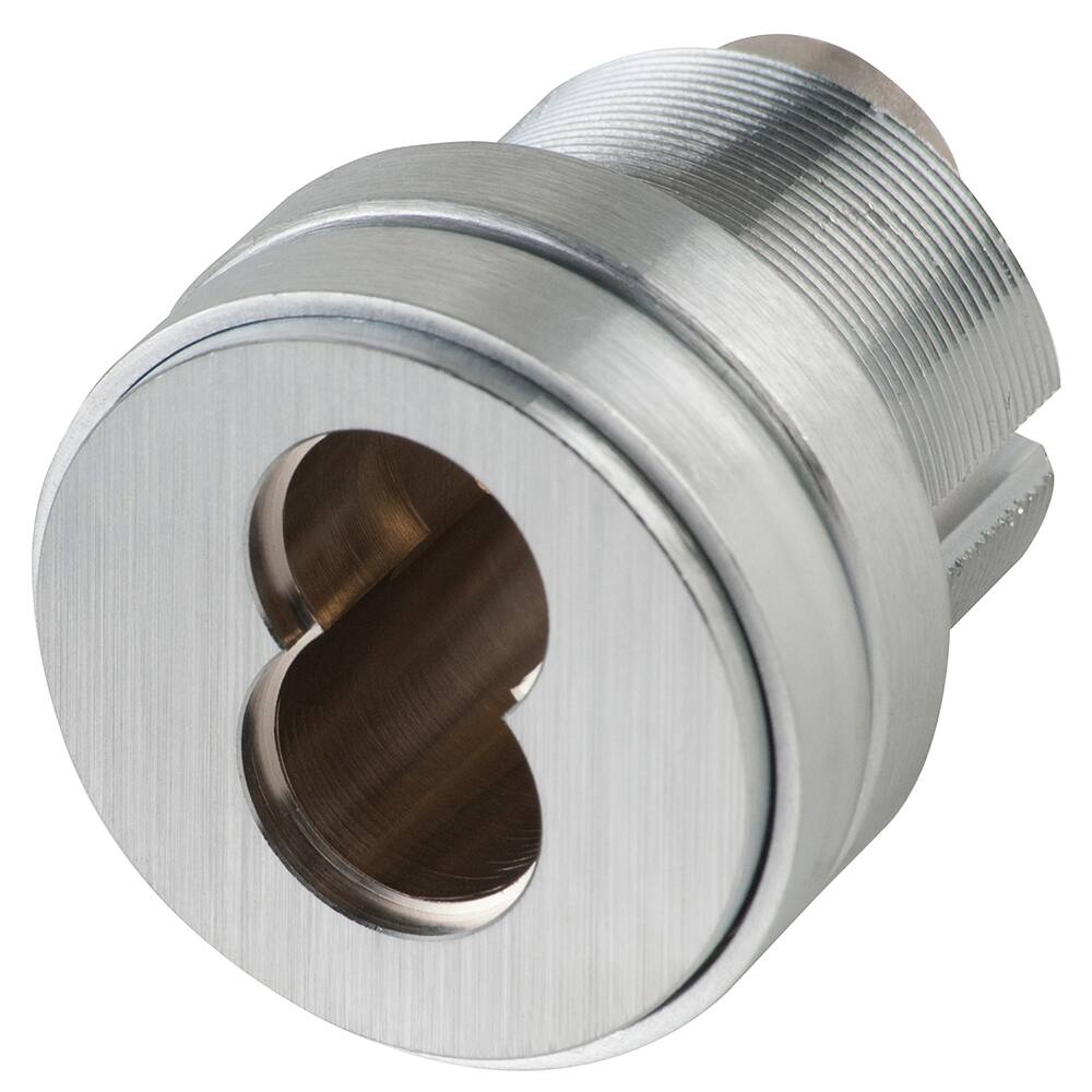 Schlage - Cylinders; Type: Mortise ; Keying: Less Core ; Number of Pins: 7 ; Material: Brass ; Finish/Coating: Satin Chrome - Exact Industrial Supply