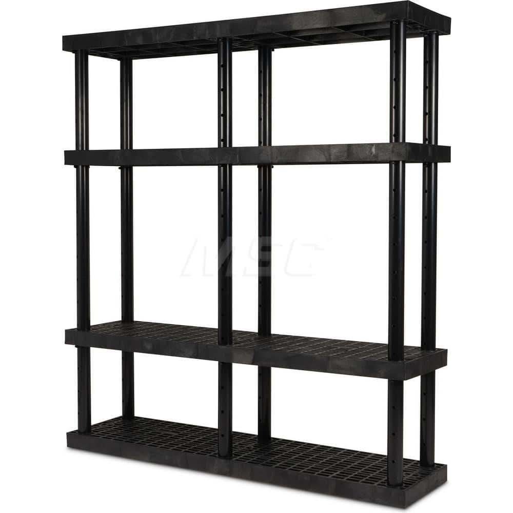 Plastic Shelving; Type: Adjustable Shelving; Shelf Capacity (Lb.): 1235; Width (Inch): 16; Height (Inch): 72.000000; Number of Shelves: 4; Color: Black