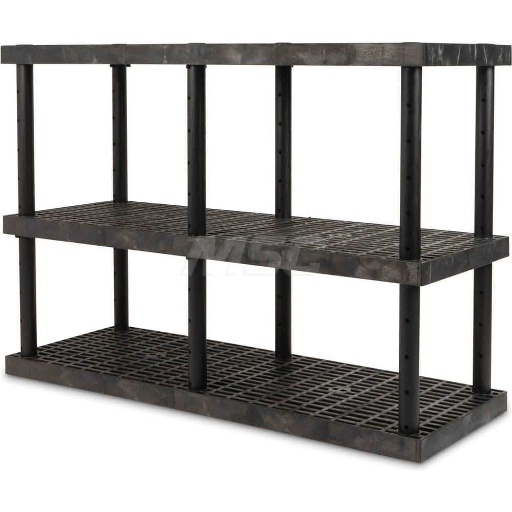 Plastic Shelving; Type: Adjustable Shelving; Shelf Capacity (Lb.): 1390; Width (Inch): 24; Height (Inch): 48.000000; Number of Shelves: 3; Color: Black