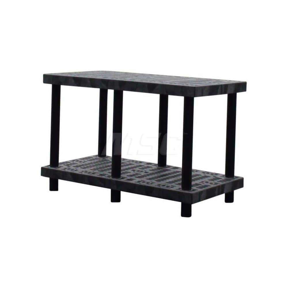 Plastic Shelving; Type: Raised Shelving; Shelf Capacity (Lb.): 688; Width (Inch): 24; Height (Inch): 30.000000; Depth: 48; Number of Shelves: 2; Color: Black