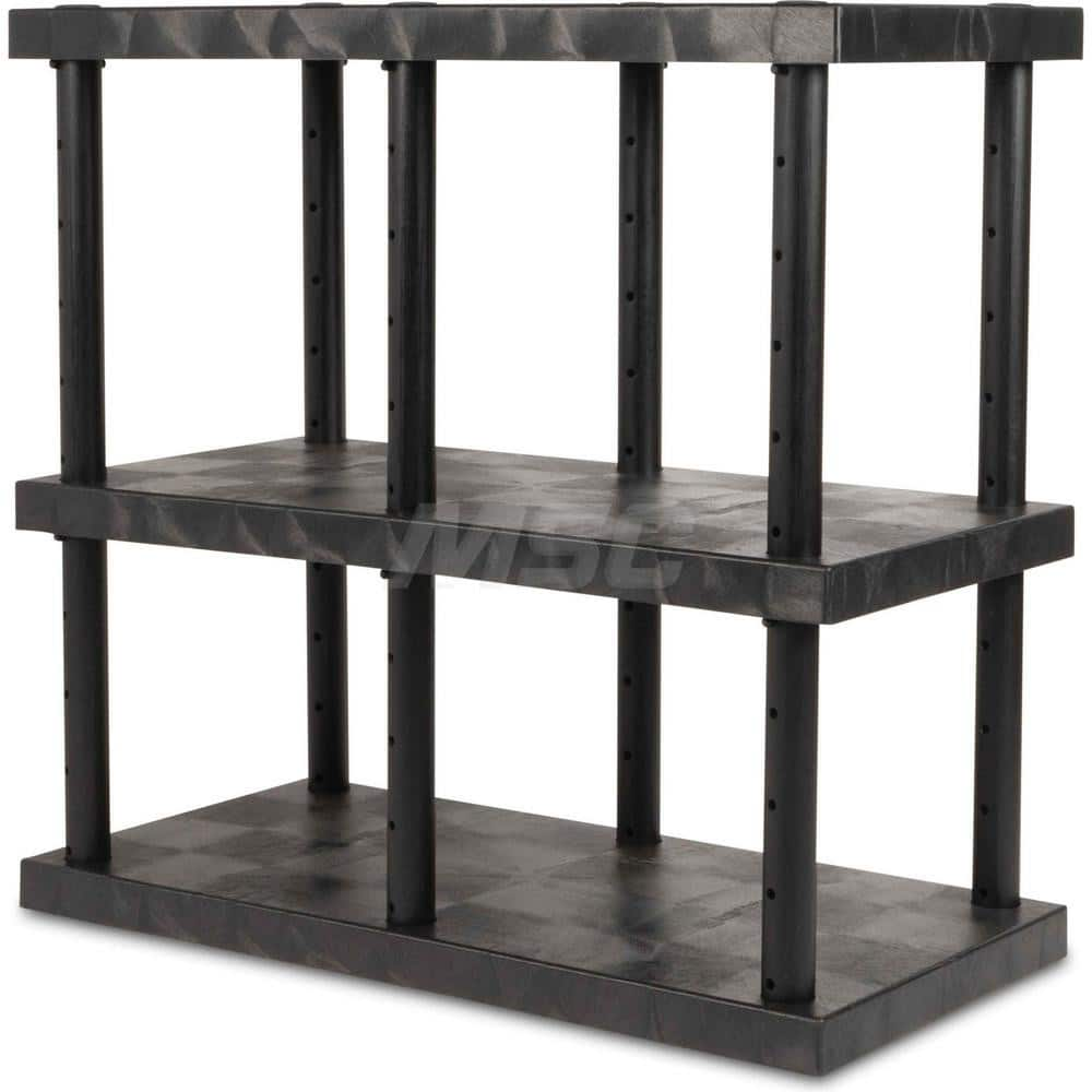 Plastic Shelving; Type: Adjustable Shelving; Shelf Capacity (Lb.): 1330; Width (Inch): 24; Height (Inch): 48.000000; Depth: 48; Number of Shelves: 3; Color: Black