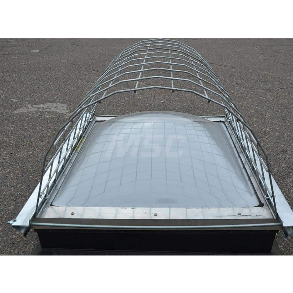 Skylight Guards; Shape: Half Round; Material: Galvanized steel; Color: Silver; Height (Inch): 15.93; Length (Inch): 28; Width (Inch): 28; Load Rating (Lb.): 400; Standards: CAL OSHA 3212 (b) ™and ™(e) ™and ™1926.501(b) (4)