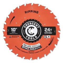 Wet & Dry Cut Saw Blade: 10″ Dia, 5/8″ Arbor Hole, 0.098″ Kerf Width, 24 Teeth Use on Ripping