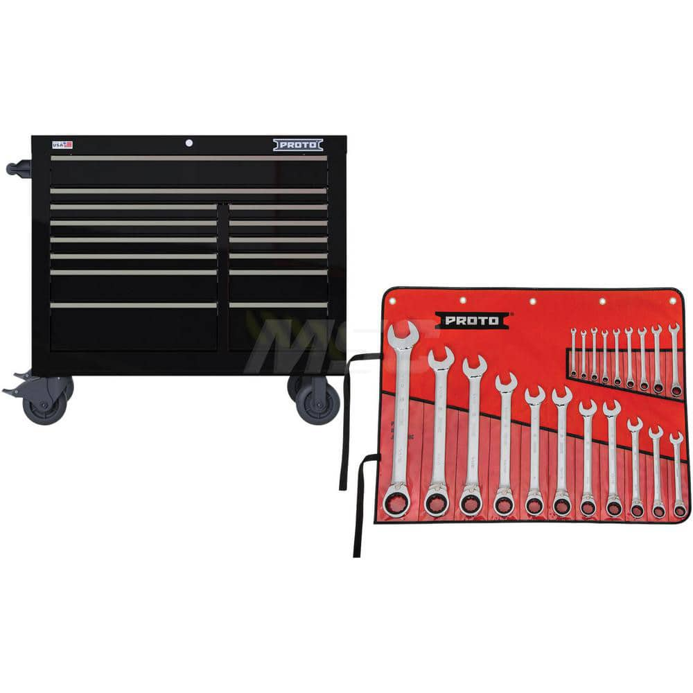 Tool Roller Cabinet: 14 Drawers Gloss Black, Vinyl Top