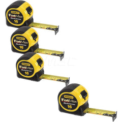 Tape Measure: 16' Long, 1-1/4″ Width, Yellow Blade 1/16″ Graduation, Inch Graduation, Black & Yellow Case