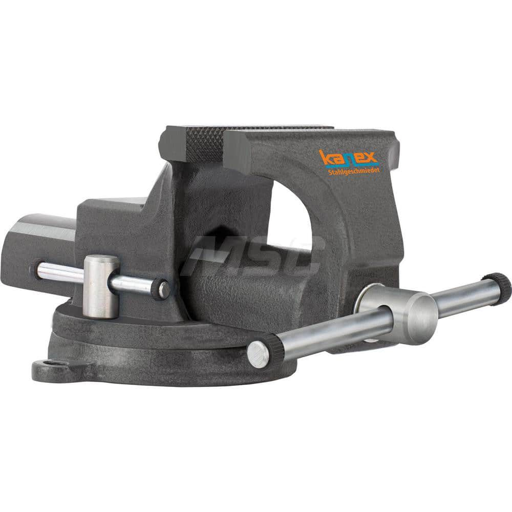 Bench Vise: 5″ Jaw Width, 6″ Jaw Opening, 2.72″ Throat Depth Swivel, Drop Forged Steel