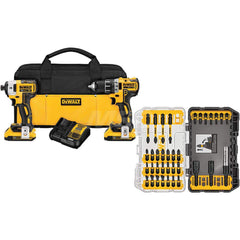 Cordless Tool Combination Kit: 20V (1) DCB101 Li-Ion Battery Charger, (1) DCD791 20V MAX XR Li-Ion Compact Brushless Drill/Driver, (1) DCF887 1/4″Brushless Impact Driver, (2) DCB203 2.0Ah batteries, Carrying Bag, 35Pc. Impact Torque Bit Set