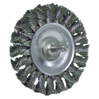 4" - Diameter Stem-Mounted Knot Wire Wheel; .020" - Diameter Steel Fill; 1/4" Stem - Best Tool & Supply