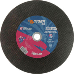 Cut-Off Wheel: Type 1, 14″ Dia, 1/8″ Thick, Aluminum Oxide Reinforced, 30 Grit, 5500 Max RPM, Use with Gas Powered Saws