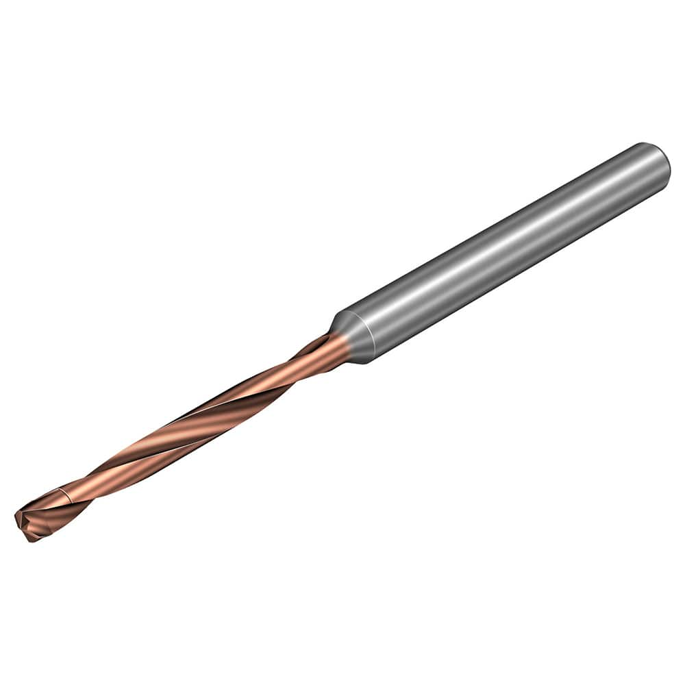 Micro Drill Bit: 0.0768″ Dia, 140 °, Solid Carbide TiALN Lite Finish, 2.1654″ OAL, RH Cut, Spiral Flute, Straight-Cylindrical Shank, Series CoroDrill 862