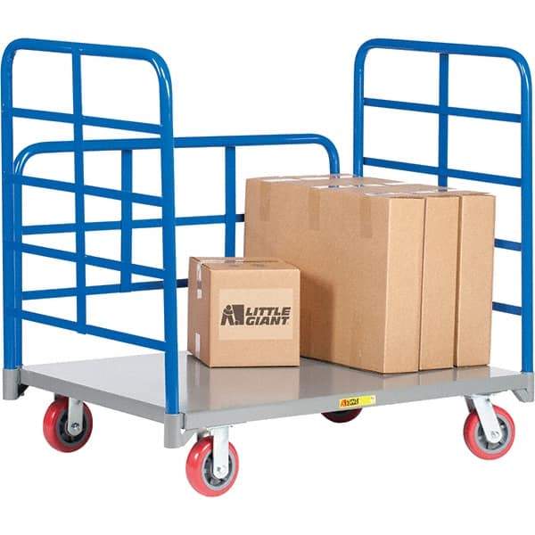 Little Giant - 3,600 Lb Capacity Steel Double End Rack Platform Truck - Steel Deck, 30" OAW, 60" Platform Length, Polyurethane Casters - Best Tool & Supply