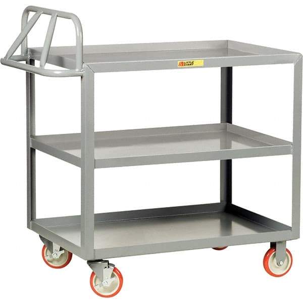 Little Giant - 1,200 Lb Capacity, 24" Wide x 48" Long x 35" High Cart - 3 Shelf, Steel, Polyurethane Casters - Best Tool & Supply