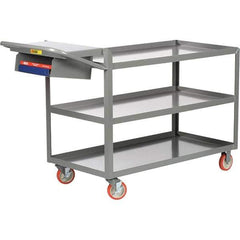 Little Giant - 1,200 Lb Capacity, 24" Wide x 36" Long x 35" High Order Picking Cart - 3 Shelf, Steel, 2 Rigid/2 Swivel Casters - Best Tool & Supply