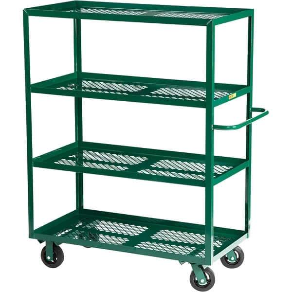 Little Giant - 1,600 Lb Capacity Steel Platform Truck - Steel Deck, 30" OAW, 60" Platform Length, Mold On Rubber Casters - Best Tool & Supply