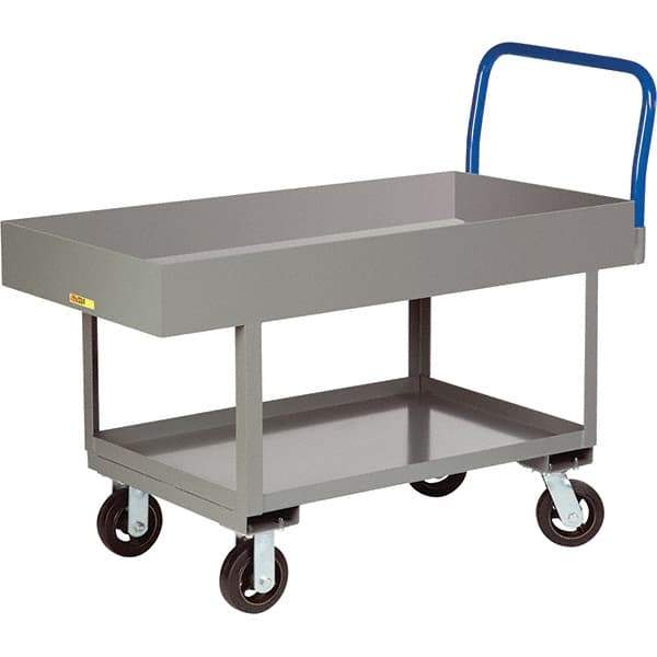 Little Giant - 2,000 Lb Capacity Steel Platform Truck - Steel Deck, 30" OAW, 49-1/2" Platform Length, Mold On Rubber Casters - Best Tool & Supply