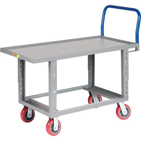 Little Giant - 2,000 Lb Capacity Steel Platform Truck - Steel Deck, 30" OAW, 49-1/2" Platform Length, Polyurethane Casters - Best Tool & Supply