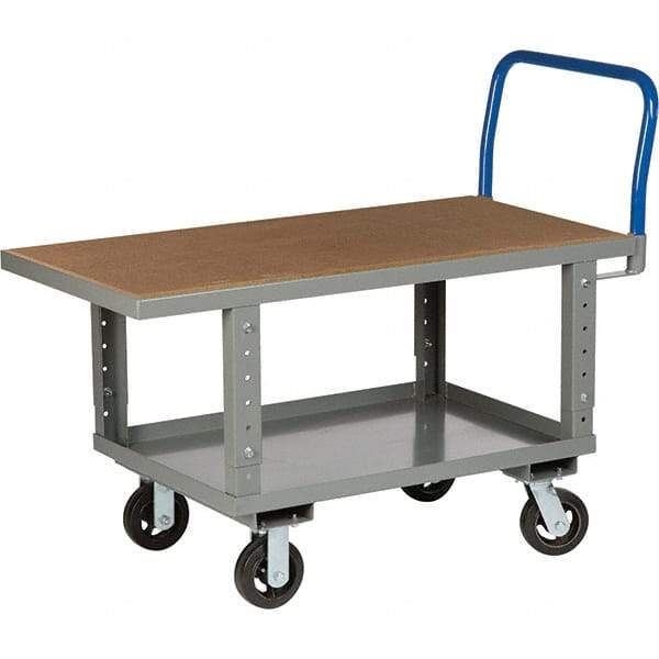 Little Giant - 2,000 Lb Capacity Steel Platform Truck - Steel Deck, 24" OAW, 49-1/2" Platform Length, Mold On Rubber Casters - Best Tool & Supply