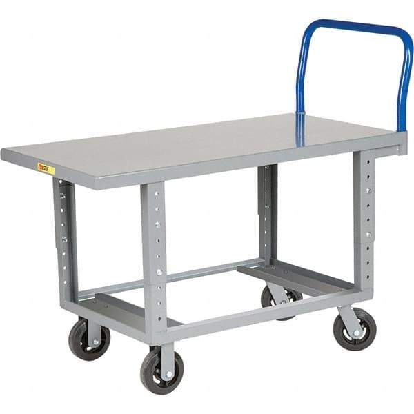 Little Giant - 2,000 Lb Capacity Steel Platform Truck - Steel Deck, 30" OAW, 60" Platform Length, Mold On Rubber Casters - Best Tool & Supply