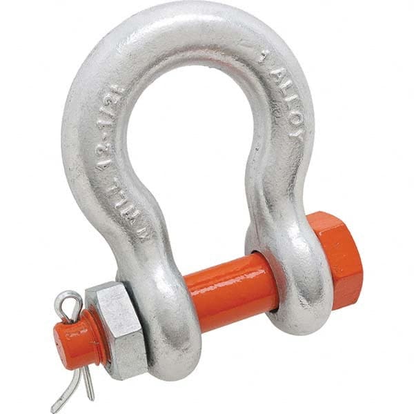 Campbell - Shackles; Nominal Chain Size: 7/8 ; Load Limit (Ton): 9.50 ; Type: Anchor ; Pin Type: Bolt ; Material: Alloy Steel ; Load Capacity (Lb.): 19,000 - Exact Industrial Supply