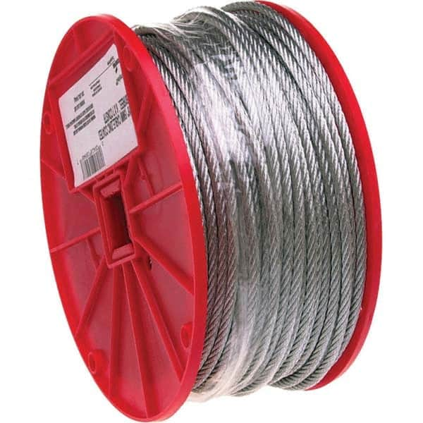 Campbell - Wire Rope & Cable; Type: Cable ; Breaking Strength (Lb.): 2,880 ; Diameter (Inch): 3/8 ; Bare Diameter: 3/8 (Inch); Strand Type: Galvanized ; Color: Gray - Exact Industrial Supply