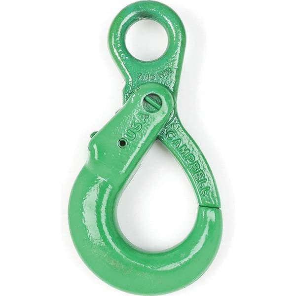 Campbell - Eye Hooks; Material: Alloy Steel ; Load Capacity (Lb.): 15,000 ; Chain Grade: 100 ; Hook Throat: 1.281 (Decimal Inch); Reach (Decimal Inch): 8.75 ; Eye Inside Diameter (Decimal Inch): 1.69 - Exact Industrial Supply