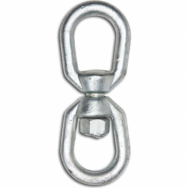 Campbell - Swivels; Swivel Type: Eye & Eye Swivel ; Head/Holder Diameter (Inch): 1/2 ; Load Capacity (Lb.): 3,600 ; Reach (Inch): 1-1/2 ; Material: Steel ; Lower Eye Inside Height (Inch): 1-1/2 - Exact Industrial Supply