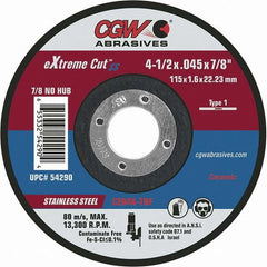 CGW Abrasives - Cutoff Wheels Tool Compatibility: Angle Grinders Wheel Diameter (Inch): 4-1/2 - Best Tool & Supply