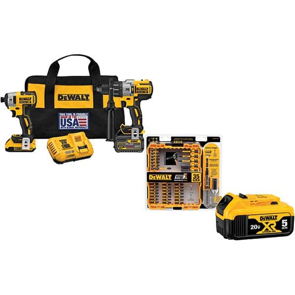 DeWALT - Cordless Tool Combination Kits Voltage: 20 Tools: 1/2" Brushless Hammerdrill, 1/4" Brushless Compact Impact Driver - Best Tool & Supply