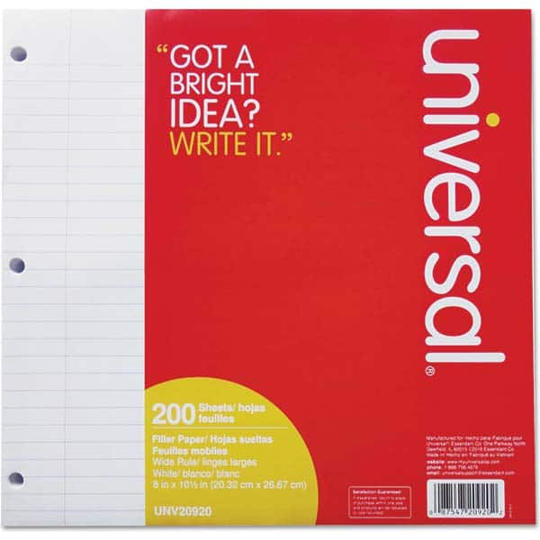 UNIVERSAL - Note Pads, Writing Pads & Notebooks Writing Pads & Notebook Type: Filler Paper Size: 8 x 10-1/2 - Best Tool & Supply