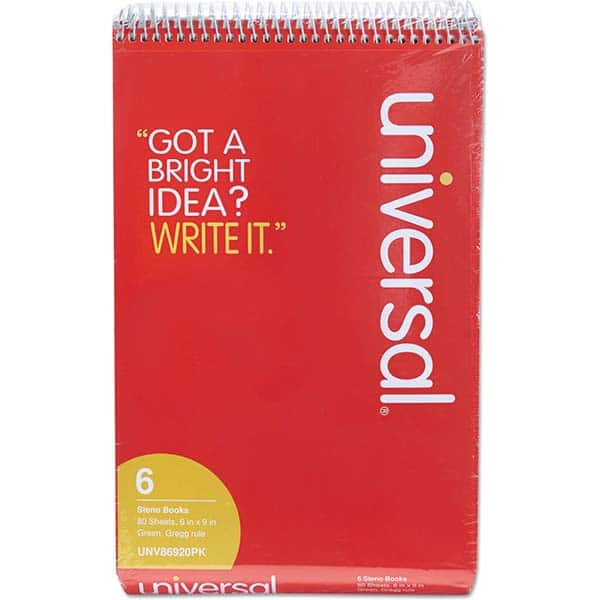 UNIVERSAL - Note Pads, Writing Pads & Notebooks Writing Pads & Notebook Type: Steno Book Size: 6 x 9 - Best Tool & Supply