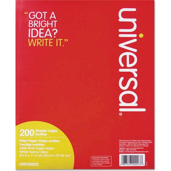 UNIVERSAL - Note Pads, Writing Pads & Notebooks Writing Pads & Notebook Type: Filler Paper Size: 8-1/2 x 11 - Best Tool & Supply