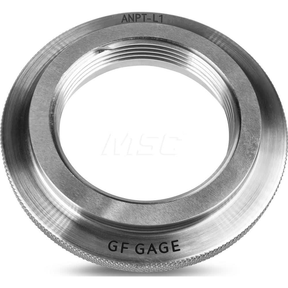 Ring Pipe Thread Gages; Thread Size: 2-1/2-8; Classification: L1; Calibrated: No; Traceability Certification Included: Certificate of Compliance; Thread Type: ANPT; Additional Information: Specification Met: SAE AS71051; Thread Size (Inch): 2-1/2-8