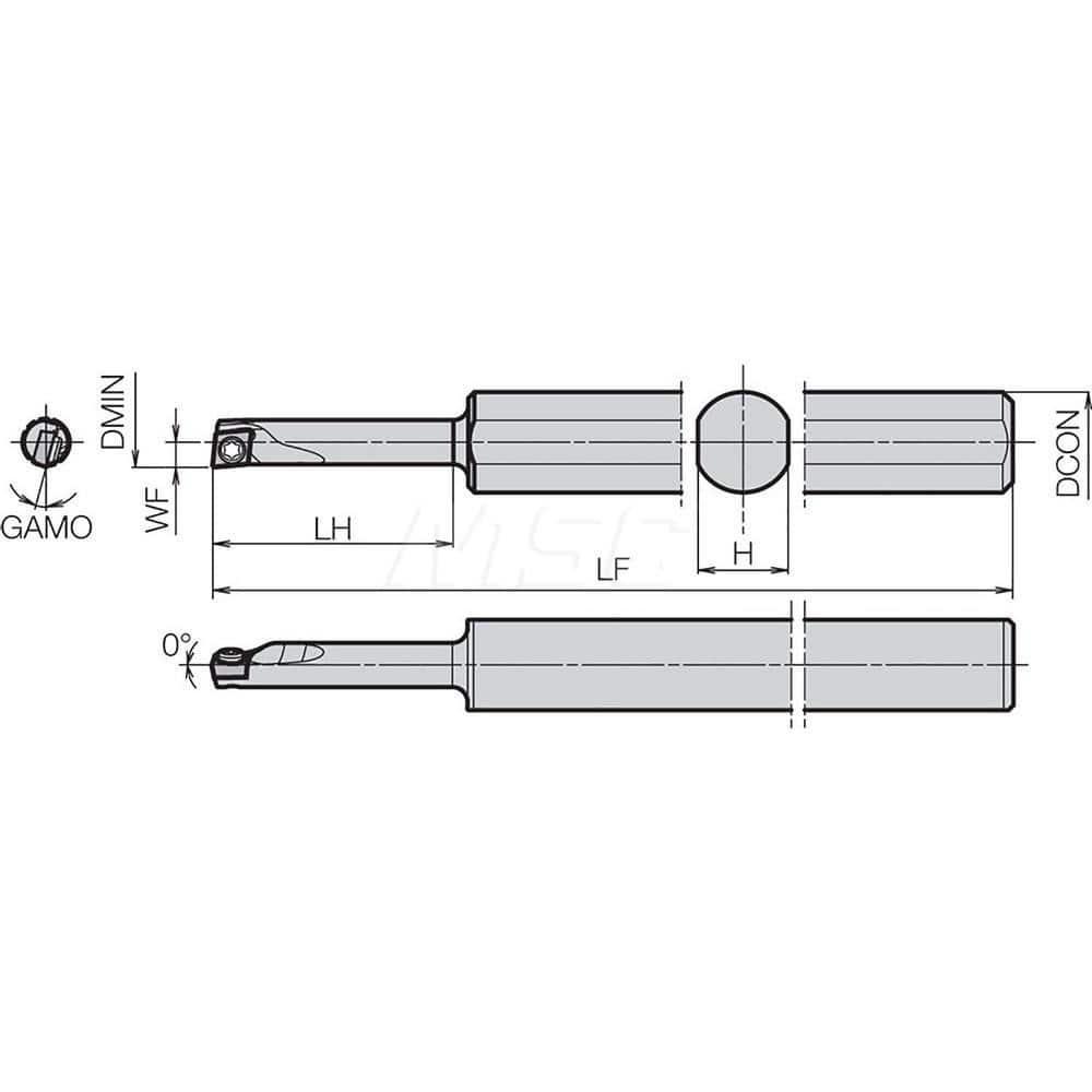 Indexable Boring Bar:  S10HSCLCL0407AE,  7.00 mm Min Bore,  10.00 mm Shank Dia,  N/A Steel Screw,  Uses CCGT1411 ™, CCET1411 ™, CCGW1411 ™ & CCMW1411 ™ Inserts